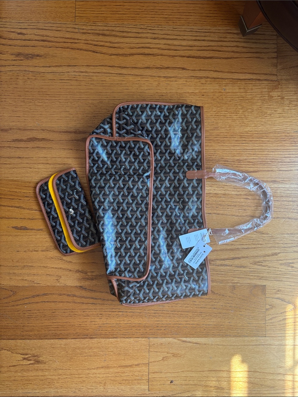 Goyard Brown and Black Chevron Canvas Weekender Tote - Picture 7 of 11